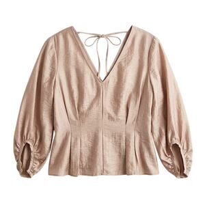 Club Monaco Beige V-neck Blouse Size L